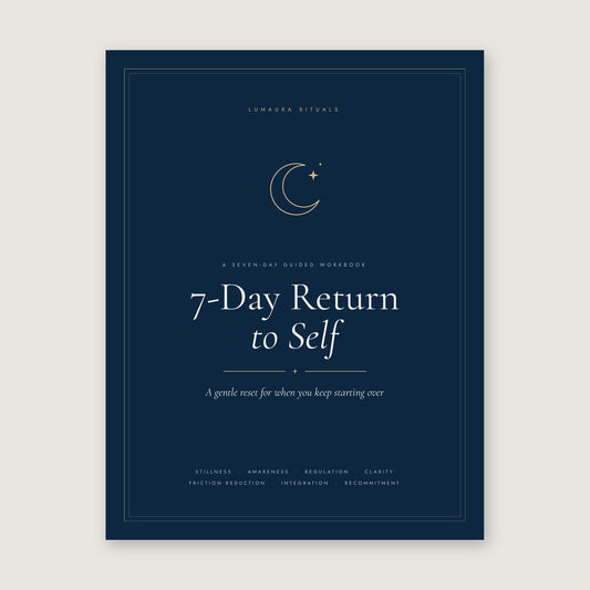 7-Day Return to Self workbook cover, Lumaura Rituals