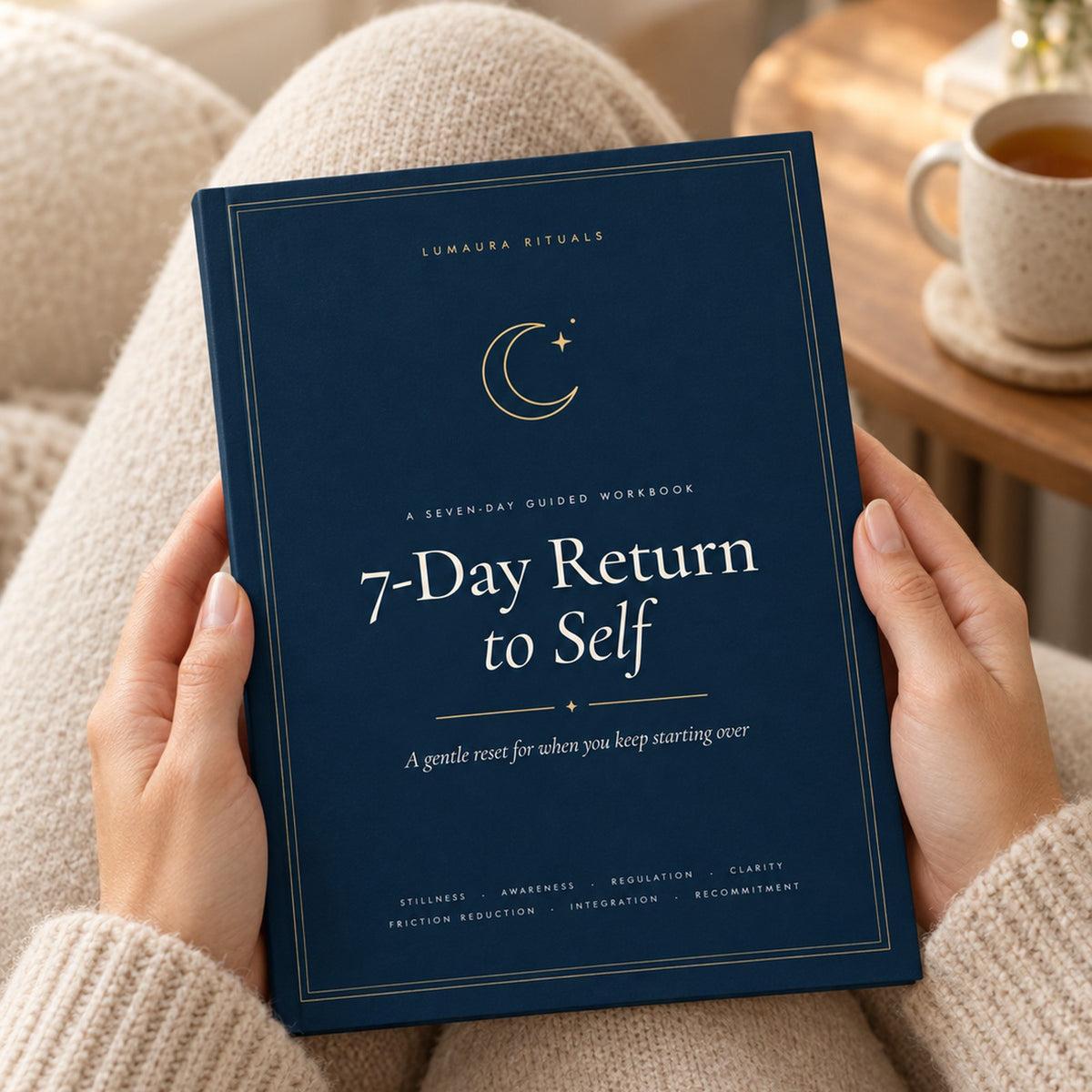 Hands holding the 7-Day Return to Self workbook